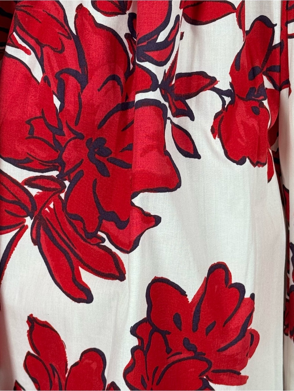 Abercrombie & Fitch Smocked Dress Red Floral Accents Pockets Cottagecore Size M - Picture 6 of 12